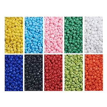 6/0 Glass Seed Beads, Opaque Colours Seed, Small Craft Beads for DIY Jewelry Making, Round, Mixed Color, 6/0, 4mm, Hole: 1.5mm, 10colors, 90g/color, 900g/set