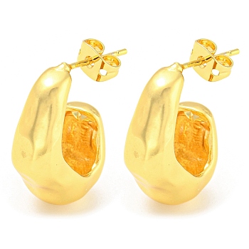 Rack Plating Brass Twist Teardrop Stud Earrings, Half Hoop Earrings, Long-Lasting Plated, Lead Free & Cadmium Free, Real 18K Gold Plated, 22.1x9.5mm