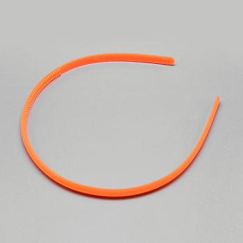 Plain Plastic Hair Band Findings, with Teeth, Imitation Jelly, Dark Orange, 120mm, 8mm