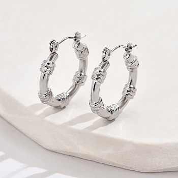304 Stainless Steel Hoop Earrings, Ring, Stainless Steel Color, 23x23mm