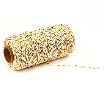 100M Macrame 2-Ply Cotton Braid Thread, with Spool, Round, Cornsilk, 2mm, about 109.36 Yards(100m)/Roll