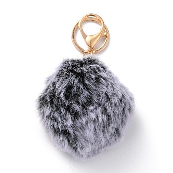 (Defective Closeout Sale: Oxidation of Key Chain), Pom Pom Ball Keychain, with Alloy Lobster Claw Clasps and Iron Key Ring, for Bag Decoration,  Keychain Gift and Phone Backpack, Gray, 13.5cm
