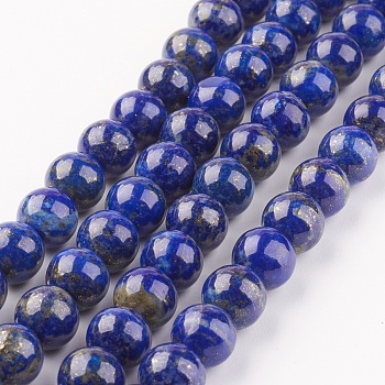Natural Lapis Lazuli Beads Strands, Round, 8mm, Hole: 1mm, about 48pcs/strand, 15.7 inch(40cm)
