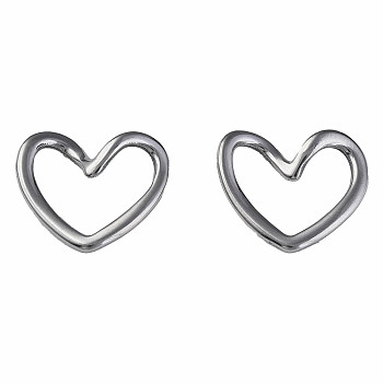 304 Stainless Steel Linking Rings, Heart, Stainless Steel Color, 15x17x3.5mm, Hole: 7x13mm