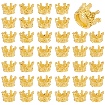 70Pcs Alloy Rhinestone Settings, Large Hole Beads, Crown, Golden, Fit for 1.5mm Rhinestone, 11.5x6mm, Hole: 6.5mm