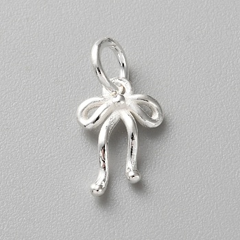 925 Sterling Silver Bowknot Charms, with Jump Rings and 925 Stamp, Silver, 11x8.5x2mm, Hole: 3.5mm
