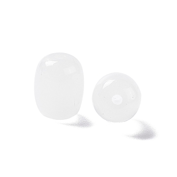 Opaque Glass Beads, Barrel, White, 10x8mm, Hole: 1.6mm