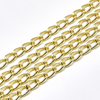 Aluminium Curb Chains, with Spool, Unwelded, Light Gold, 7x4x1mm, about 164.04 Feet(50m)/roll