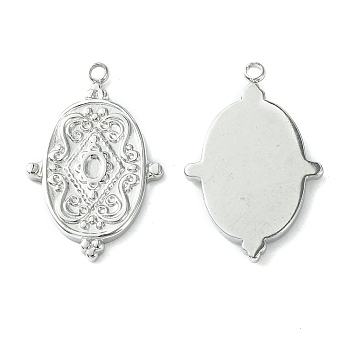 304 Stainless Steel Pendant  Cabochon Settings, Oval, Stainless Steel Color, Tray: 1.8x1.2mm, 22.5x14.5x2mm, Hole: 1.4mm