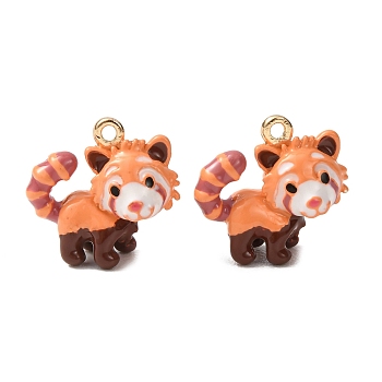 Alloy Enamel Pendants, Animals Charms, Golden, Raccoon Charms, 15.5x16.5x9mm, Hole: 1.4mm