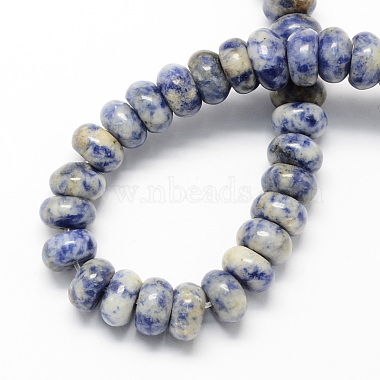 Natural Blue Spot Jasper Rondelle Beads Strands(G-S105-6mm-19)-2