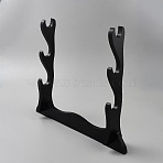 3-Tier MDF Board Sword Katana Holder Stands, Wooden Bracket Samurai Sword Display Easels, Black, 37x7x30cm(ODIS-WH0030-219B)