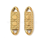 304 Stainless Steel Connector Charms, Textured Rectangle Links, Ion Plating(IP), Golden, 25x8x3mm, Hole: 3x3.5mm(X-STAS-K252-16G)