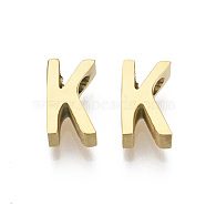 201 Stainless Steel Charms, Golden, Letter.K, 8x4.5x3mm, Hole: 1.6mm(STAS-R110-K-G)