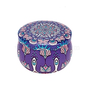 Printed Tinplate Storage Box, for Jewelry & Aromatherapy Candle & Candy Box, Flower Pattern, Medium Purple, 7.7x5cm(CON-WH0082-004)