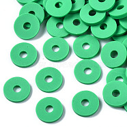 Eco-Friendly Handmade Polymer Clay Beads, Disc/Flat Round, Heishi Beads, Spring Green, 8x0.5~1mm, Hole: 2mm, about 13000pcs/1000g(CLAY-R067-8.0mm-B06)
