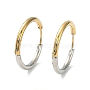 Ion Plating(IP) Two Tone 304 Stainless Steel Huggie Hoop Earrings, with 316 Surgical Stainless Steel Pins for Women, Golden & Stainless Steel Color, 10 Gauge, 24x25x2.5mm(EJEW-A106-02F)