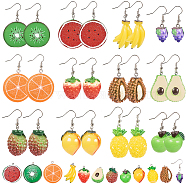 SUNNYCLUE DIY Dangle Earring Making Resin Pendants with Tone Iron Findings and Brass Earring Hooks, Fruits, Mixed Color, Pin: 0.7mm(DIY-SC0009-24)