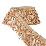 4M Polyester Tassel Lace Ribbon, Fringe Lace Trim, Macrame Lace Ribbon, Pale Goldenrod, 6-1/8~6-1/4 inch(155~160mm), about 4.37 Yards(4m)/Bag(OCOR-DC0001-09A)