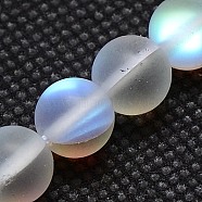 Synthetical Moonstone Beads Strands, Holographic Beads, Dyed, Frosted, Round, Clear, 6mm, Hole: 1mm, 15.5 inch(G-G585-6mm-02)