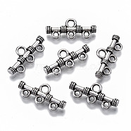 Tibetan Style Alloy Chandelier Components Links, 3-Strand Reducer Connector, Bar, Cadmium Free & Lead Free, Antique Silver, 9x20x3mm, Hole: 1.6mm & 2mm(X-TIBE-N011-011AS-RS)