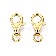 925 Sterling Silver Lobster Claw Clasps, with Jump Rings, Real 24K Gold Plated, 11x7x3mm, Hole: 2.7mm(STER-N016-36G)