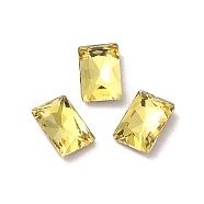 Glass Rhinestone Cabochons, Point Back & Back Plated, Faceted, Rectangle, Citrine, 6x4x2mm(RGLA-P037-12A-D226)