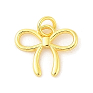 925 Sterling Silver Bowknot Charms with Jump Rings & 925 Stamp, Golden, 12x10x1.5mm, Hole: 2mm(STER-P059-02A-G)