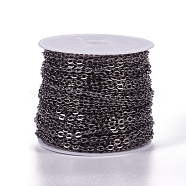 Iron Cable Chains, Unwelded, Flat Oval, Popular for Jewelry Making, Important Decoration, Lead Free & Nickel Free, Gunmetal, 3x2x0.6mm(X-CH-S041-B-FF)
