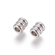 202 Stainless Steel Beads, Column, Stainless Steel Color, 5x4mm, Hole: 2mm(X-STAS-F205-08P)