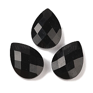 Natural Obsidian Cabochons, Teardrop, Faceted, 18x13x6mm(G-C146-05K)