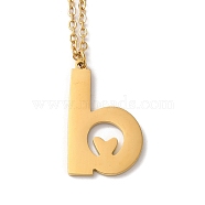 304 Stainless Steel Pendant Necklaces, Letter, Letter B, 15.75 inch(40cm), Pendant: 23.5x14.5x1.5mm(NJEW-H036-02G-B)