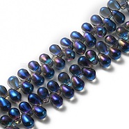 Electroplate Glass Beads, Top Drilled, Teardrop, Royal Blue, 8.5x5x5.5mm, Hole: 0.8mm(GLAA-WH0023-29D)