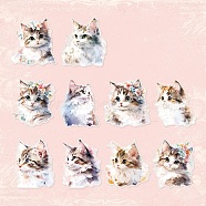 10Pcs 10 Styles Waterproof PET Stickers Set, Decorative Stickers, Animal Forest Series, Cat, Peru, 64~70x55~67x0.1mm, 1pc/style(DIY-M002-01D)