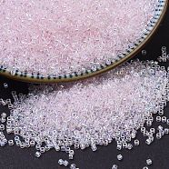 MIYUKI Delica Beads, Cylinder, Japanese Seed Beads, 11/0, (DB0082) Transparent Pale Pink AB, 1.3x1.6mm, Hole: 0.8mm, about 10000pcs/bag, 50g/bag(SEED-X0054-DB0082)