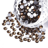 Glass Rhinestone Flat Back Cabochons, Back Plated, Faceted, Half Round, Smoked Topaz, SS8, 2.3~2.4x1mm, about 1440pcs/bag(RGLA-S002-08SS-21)
