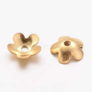 Ion Plating(IP) 304 Stainless Steel Bead Caps, Flower, 5-Petal, Golden, 6x1.5mm, Hole: 1mm(X-STAS-K113-01G)