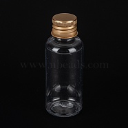 PET Plastic Mini Storage Bottle, Travel Bottle, for Cosmetics, Cream, Lotion, liquid, with Aluminum Screw Top Lid , Golden, 2.9x7.7cm, Capacity: 30ml(1.01fl. oz)(CON-K010-03C-02)