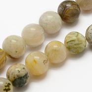 Natural Bamboo Leaf Agate Beads Strands, Round, 4mm, Hole: 1mm, about 95pcs/strand, 15.3 inch(39cm)(G-K194-4mm-01)