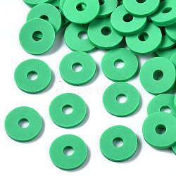 Handmade Polymer Clay Beads, Disc/Flat Round, Heishi Beads, Spring Green, 8x0.5~1mm, Hole: 2mm, about 13000pcs/1000g(CLAY-R067-8.0mm-B06)