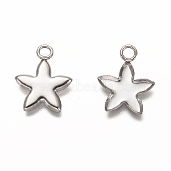304 Stainless Steel Pendant Cabochon Settings, Plain Edge Bezel Cups, Star, Stainless Steel Color, Tray: 9x11.5mm, 16x13x1mm, Hole: 2.5mm(STAS-I176-08P)