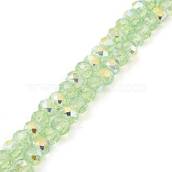 Baking Painted Transparent Glass Beads Strands, Imitation Opalite, Faceted, AB Color Plated, Round, Light Green, 6x5mm, Hole: 1mm, about 82pcs/strand, 16.73~16.93''(42.5~43cm)(DGLA-A034-J6mm-B02)