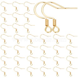 304 Stainless Steel French Earring Hooks, Flat Earring Hooks, Ear Wire, with Horizontal Loop, Golden, 15x19x2mm, Hole: 2mm, 21 Gauge, Pin: 0.7mm, 100pcs/box(STAS-UN0015-63A)