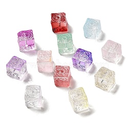 Transparent Glass Beads, Cube, Mixed Color, 10x11x11mm, Hole: 1.5mm(GLAA-A012-04)