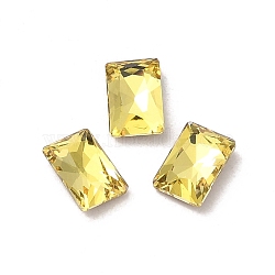 Glass Rhinestone Cabochons, Point Back & Back Plated, Faceted, Rectangle, Citrine, 6x4x2mm(RGLA-P037-12A-D226)