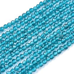 Glass Beads Strands, Imitation Quartz, Faceted, Round, Deep Sky Blue, 2mm, Hole: 0.5mm,  about 175pcs/strand, 14.9 inch(38cm)(G-K185-16E)