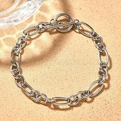 Tarnish Resistant Unisex 304 Stainless Steel Figaro Chain Bracelets, with Toggle Clasps, Stainless Steel Color, 8-1/2 inch(21.5cm)(X-BJEW-H541-06A-P)