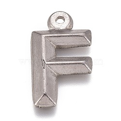 Tarnish Resistant 304 Stainless Steel Pendants, Alphabet, Letter.F, 16x9.5x2mm, Hole: 1mm(STAS-H119-01P-F)