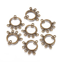 Tibetan Style Chandelier Components Links, Lead Free and Cadmium Free, Ring, Antique Bronze, 26x25x2mm, Hole: 1.5mm(EA9736Y-AB)