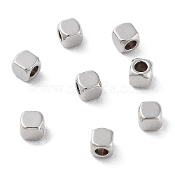 201 Stainless Steel Beads, Cube, Stainless Steel Color, 3x3x3mm, Hole: 1.8mm(STAS-K274-07B-P)